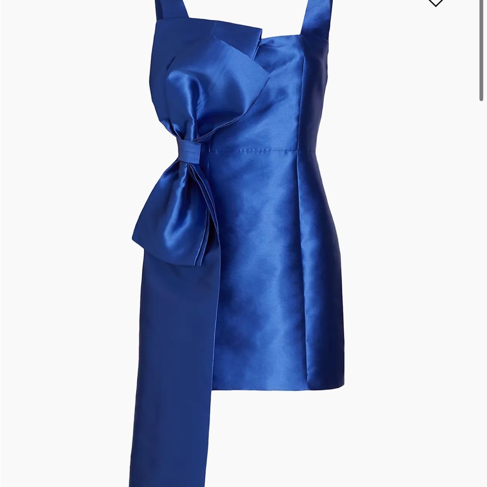 Elliat Blue Satin Dress with Bow